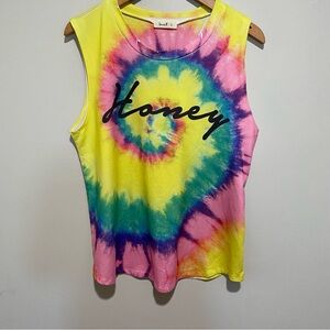 Women's‎ Love J "Honey" Graphic Sleeveless Tie Dye Tank Top Size L